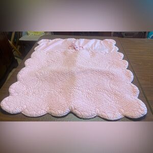 Pair of The Company Store Pink Quilted Pillow Shams